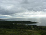 View from the co-pilot's seat - Magellan Strait and Punta Arenas airport